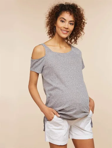 Vista 2 de Motherhood Maternity Pantalón corto de popelina para mujer Secret Fit