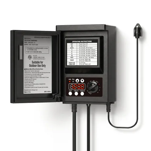 Vista 11 de GOODSMANN Transformador de bajo voltaje 45W Transformador de iluminación de paisaje para luces de paisaje de bajo voltaje con función