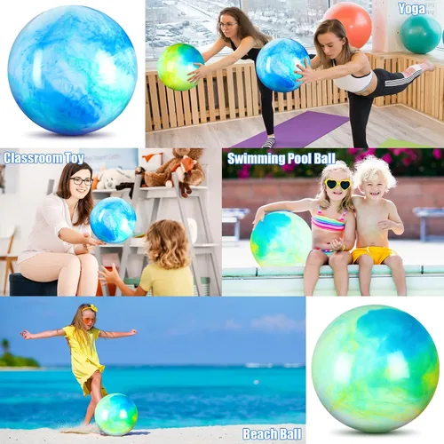 Vista 4 de Deekin 2 bolas hinchables de goma inflables grandes de 15 pulgadas para patio de recreo al aire libre (azul y verde)