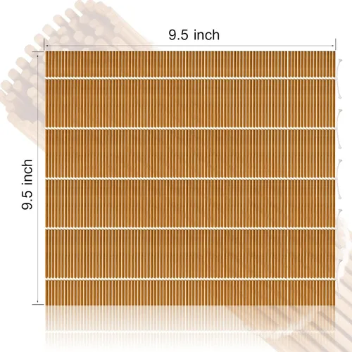 Vista 2 de MIUQILAIY Alfombrilla de bambú para sushi de 9.5"x9.5", rodillo para kimbap (2 PIEZAS)
