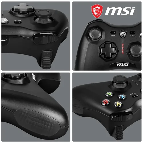 Vista 5 de msi Force GC30 V2 Black Wireless Gaming Controller, Dual Vibration Motors, Dual Connection Modes, Interchangable D-Pads, Compatible with PC & Android