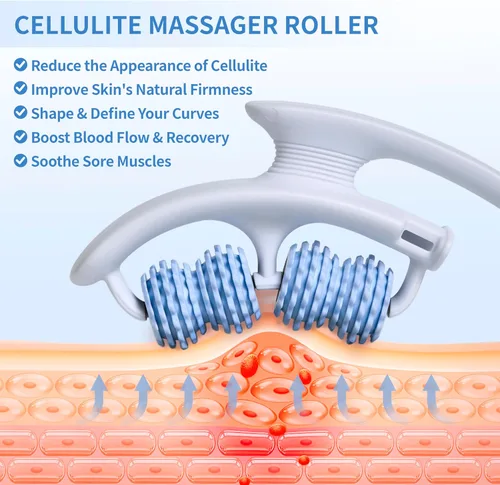 Vista 2 de Rodillo de masaje contra la celulitis para piernas, herramienta de masaje anticelulitis para piernas, muslos, brazos con asas desmontables