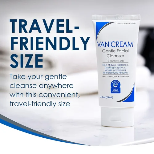 Vista 5 de Vanicream Limpiador facial suave, 2.5 onzas líquidas, formulado sin irritantes comunes para pieles sensibles, elimina el maquillaje, la suciedad
