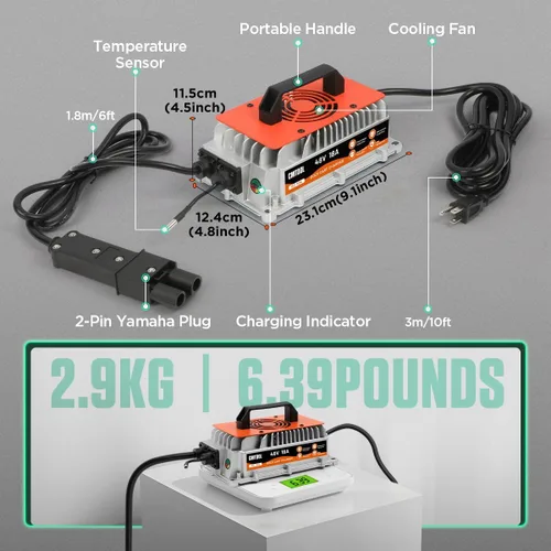 Vista 9 de CMTOOL Cargador de batería para carrito de golf de 48V 18AMP para Yamaha