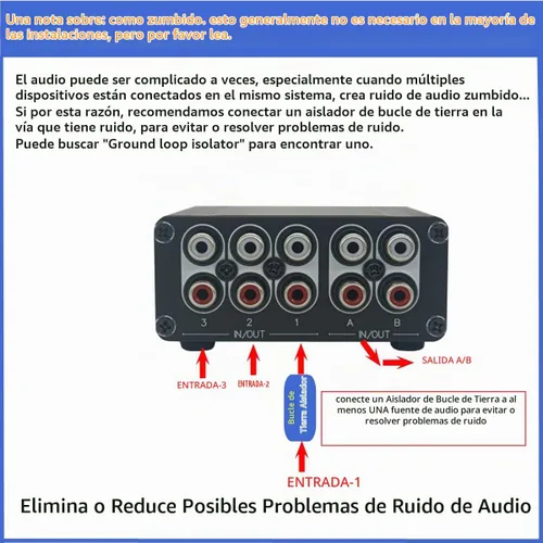 Vista 7 de 3 en 2 de salida RCA interruptor de audio estéreo selector divisor de la fuente de señal de entrada - RC32 Interruptor RCA 3-EN-2-OUT