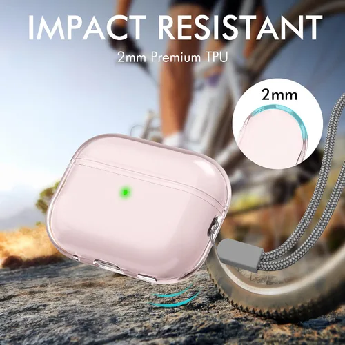 Vista 4 de NIUTRENDZ Funda protectora para AirPods Pro 2 2022 de TPU suave con cordón [LED frontal visible] compatible con AirPods Pro de 2ª