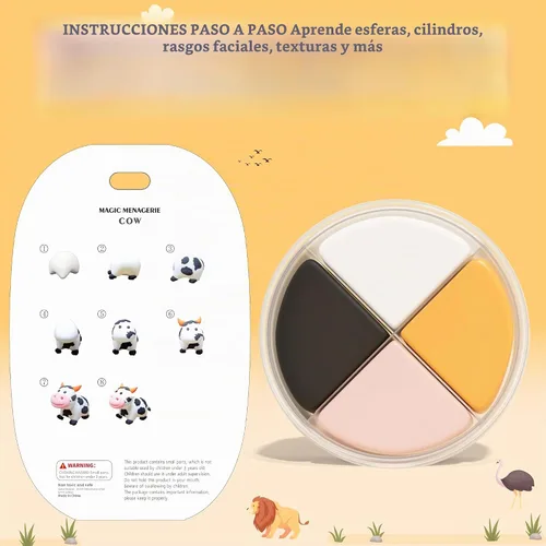 Vista 3 de Cyajm Kit de arcilla seca al aire de 12 colores, animal, niños mayores de 3 Tema Animal