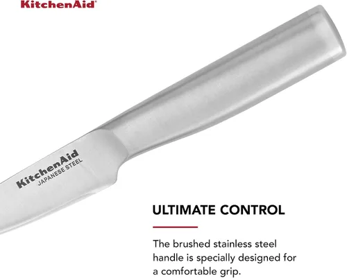 Vista 4 de KitchenAid Cuchillo de pelar gourmet de acero inoxidable forjado con cubierta de hoja de ajuste personalizado, 3.5 pulgadas, cuchillo de cocina