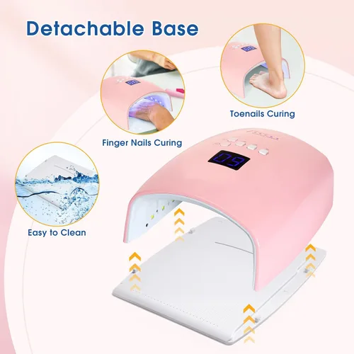 Vista 4 de Lámpara de uñas inalámbrica, recargable de 48 W, lámpara de uñas LED UV, lámpara de uñas de gel UV, secadora de uñas con sensor automático, lámpara