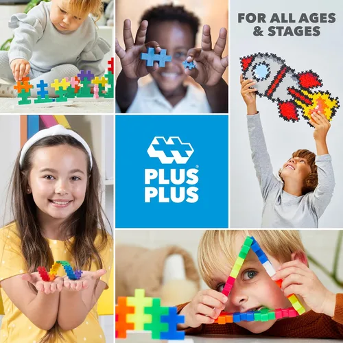 Vista 6 de Plus Plus 70 piezas de bloques de construcción entrelazados para niños, juguetes de conexión de extremo abierto, contenedor Stem para el aula, mini