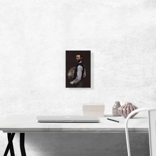 Vista 2 de ARTCANVAS Self-Portrait Canvas Art Print Stretched Framed Painting Picture Poster Giclee Wall Decor by Frederic Bazille - 12" x 8" (0.75" Deep)