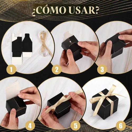 Vista 3 de Jutom 100 mini cajas de regalo, cajas de dulces extra pequeñas de papel con cinta dorada para el día de San Valentín, cumpleaños, boda, aniversario