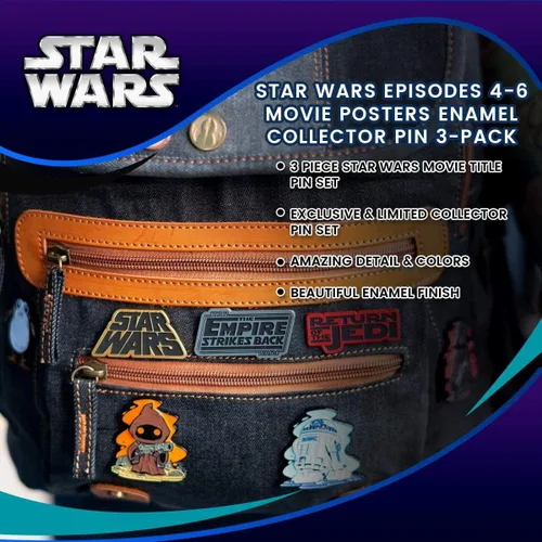 Vista 4 de Star Wars Episodios 4-6 Pósteres de película Esmalte Collector Pin 3-Pack, Esmalte, Sin gemas.