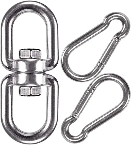 Vista 9 de Kit para colgar silla de hamaca, accesorios de resorte oscilante, gancho giratorio de suspensión resistente para silla colgante, asiento mecedor