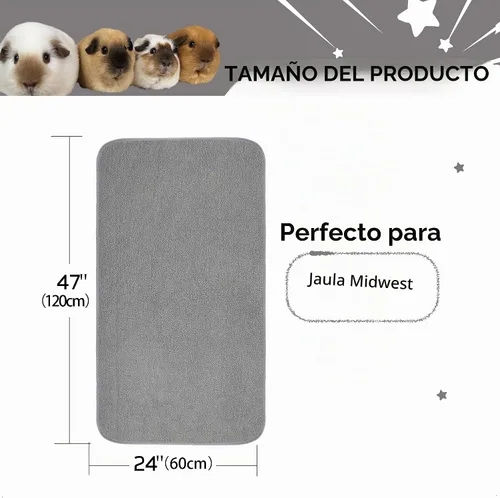 Vista 3 de Forro para jaula de conejillo de indias, paquete de 2 – Lavables, reutilizables, a prueba de fugas, almohadillas de cama de vellón para animales