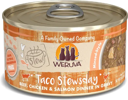 Vista 15 de Weruva Classic Cat Stews!, Stew's Clues con pavo, pollo y salmón en salsa, lata de 2.8 onzas (paquete de 12)