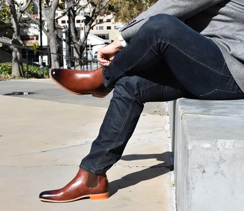 Vista 9 de Fashion Tailored Mens Chelsea Boots - Casual Dress Boot with Leather Sole- Rugged Style and Functionality - Rounded Toe