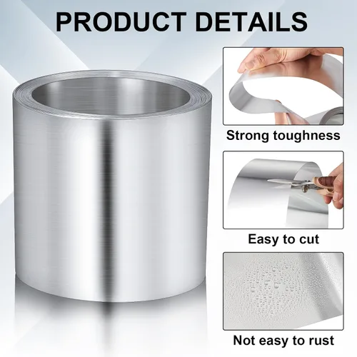 Vista 4 de Ripeng Rollo de aluminio intermitente de 50 pies de 4 x 50 x 0.0158 pulgadas para techo y jardín, para evitar manchas de techos para prevención