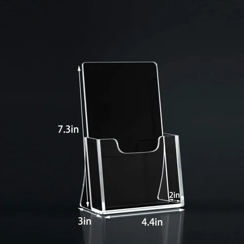 Vista 2 de HIIMIEI Paquete de 2 soportes acrílicos de 4 pulgadas de ancho para folletos, tarjetas, folletos, revistas, literatura, folletos, soporte