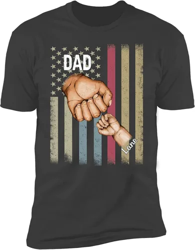 Vista 2 de NAZENTI Camiseta personalizada con la bandera estadounidense para papá, camiseta personalizada para el abuelo regalo para hombres, Día del Padre