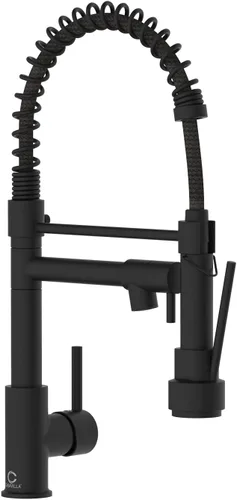 Vista 10 de Grifo de cocina con dispensador de jabón, grifos de fregadero de cocina de resorte de una sola manija con rociador desplegable y placa de cubierta