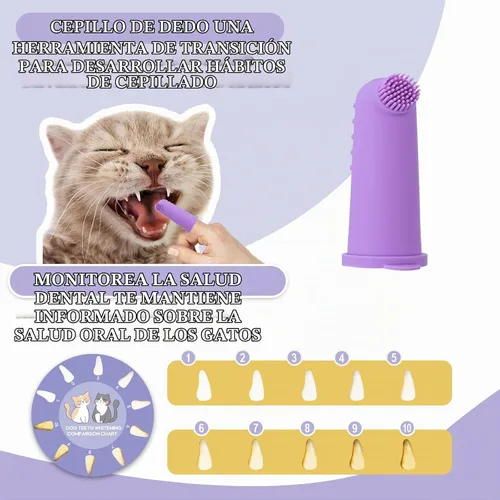 Vista 6 de Kit de cepillo de dientes para gatos, cepillos suaves y rastreador