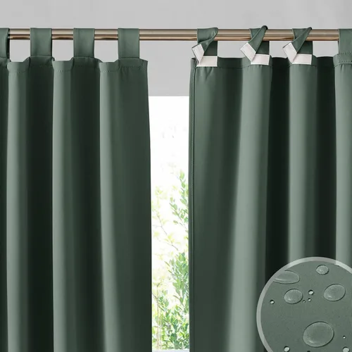 Vista 29 de RYB HOME Cortinas para Exteriores para Patio - 2 Paneles Cortinas para Exteriores Desmontables con Parte Superior Adhesiva Impermeables Opacas
