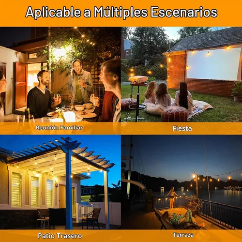 Vista 6 de Cadena de luces LED para exteriores de 27 pies, IP65 Impermeable, luces de cadena S14 inastillables para exteriores (máximo 918 pies) Bombillas