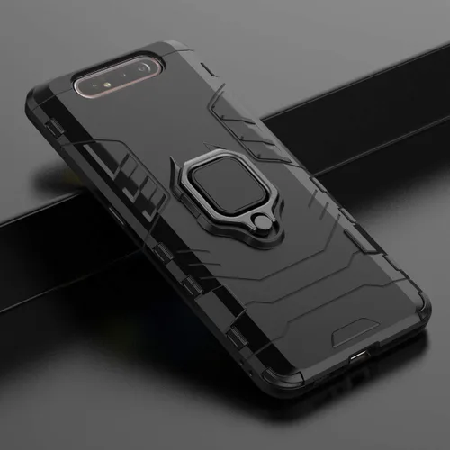 Vista 4 de Funda híbrida resistente a prueba de golpes para Samsung Galaxy A80 / A90, protección de doble capa para Samsung Galaxy A80 / A90, protector de Negro