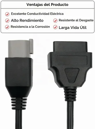 Vista 3 de Adaptador de cable de diagnóstico OBD de la motocicleta 6Pin a 16Pin cabido