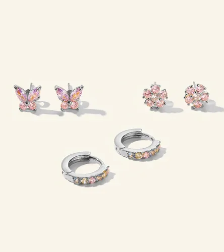 Vista 2 de Kenivira Juego de 3 pares de aretes tipo dormilona chapados en oro de 18 quilates, hipoalergénicos, ligeros, para mujeres, hombres y niñas, aretes