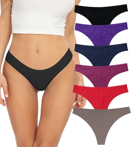 Vista 6 de Tangas para mujer, tangas invisibles para mujer, paquete de ropa interior de bikini de seda de hielo Tangas sin costuras B/G
