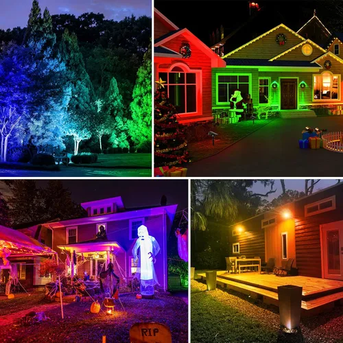 Vista 7 de T-SUNUS Paquete de 6 focos solares para paisajes que cambian de color, luces solares impermeables para exteriores, luz de estanque de jardín, luz