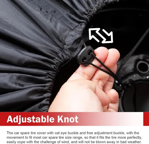 Vista 4 de Cubierta para neumático de repuesto para automóvil, protector de rueda impermeable antiarañazos con bolsa de herramientas lateral y asa, bolsa