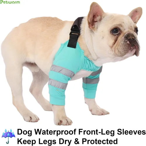 Vista 3 de PetWarm Manga de pierna delantera para perro, mangas ajustables para codo para perro con tiras reflectantes, manga de recuperación suave
