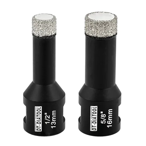 Vista 18 de DT-DIATOOL Broca de núcleo de diamante de 1/4 pulgada con hilo 5/8"-11 de vacío soldado para baldosas de porcelana, cerámica, gres, mármol, granito