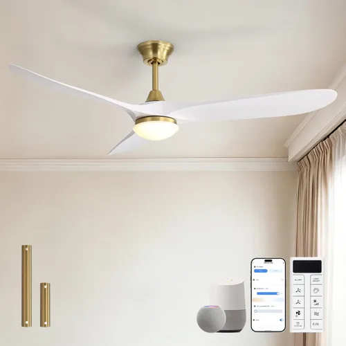 Vista 35 de Sofucor Ventiladores de techo inteligentes de 60 pulgadas con luces, ventilador de techo inteligente moderno para exteriores