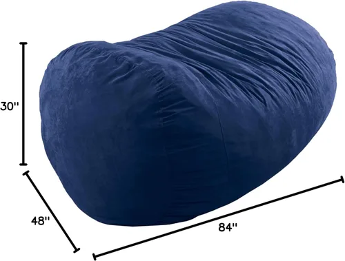 Vista 3 de Puff de microfibra de ante, Azul
