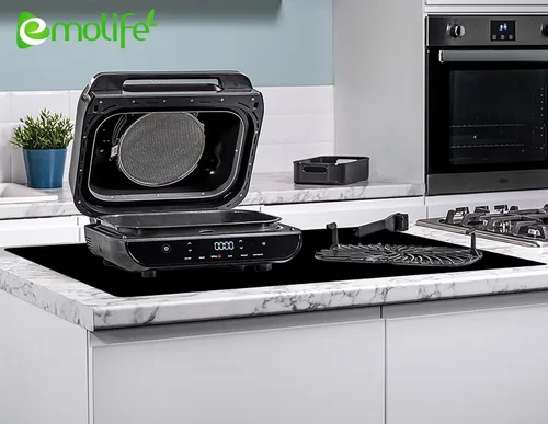 Vista 4 de emolife Alfombrilla resistente al calor para freidora de aire, alfombrillas de silicona gruesas para encimera de cocina, protector de encimera Negro