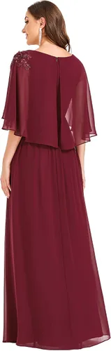 Vista 2 de Ever-Pretty Vestido formal largo de gasa con cuello redondo y manga corta para mujer 0059A