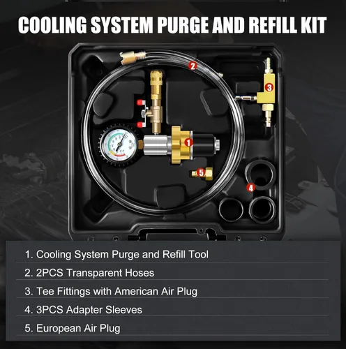 Vista 8 de JIFETOR Kit de herramientas de recambio de refrigerante universal de tipo vacío para sistema de enfriamiento, negro Automotive Radiator Water Tank
