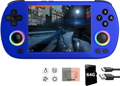 Vista 11 de RG40XX H Handheld Game Console RG40XXH Retro Gaming Console 4.0'' IPS Screen with 64G TF Card Pre-Installed Games Linux System Supports 5G WiFi