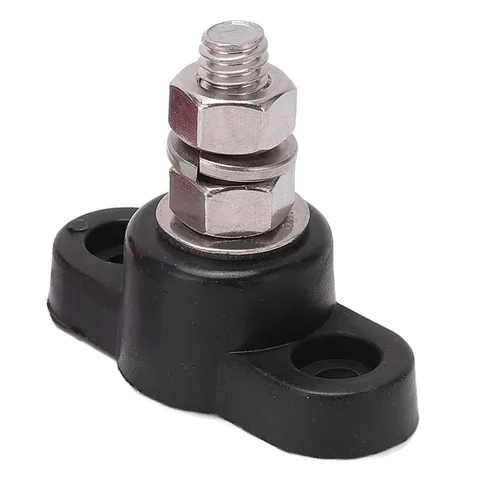 Vista 6 de Conectores de terminal de batería M8, pernos de distribución de energía de ajuste universal resistente, rojo y negro, juego de 4 kit para automóvil