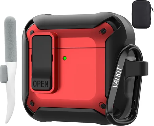 Vista 31 de Valkit Funda para Airpods Pro 2 con cerradura, funda militar de cuerpo completo para AirPod Pro rígida con llavero, funda para Airpods Pro de 2ª/1ª