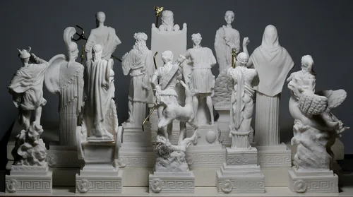 Vista 3 de Conjunto de 12 esculturas de estatua de alabastro de 12 dioses olímpicos griegos