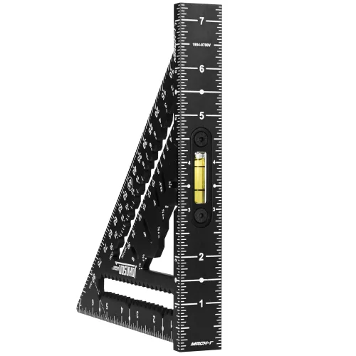 Vista 5 de Johnson Level & Tool 1904-0700V 7-1/4 pulgadas Johnny Square® MACH-1™ Smart Mark™ Rafter Square con vial nivel, negro