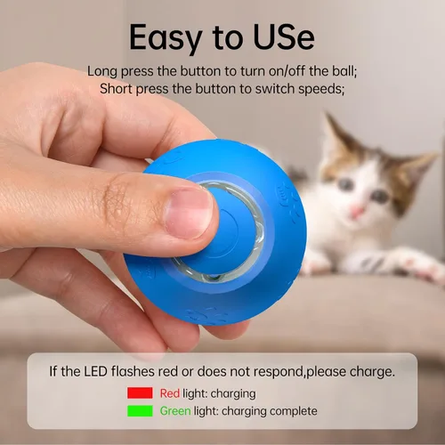 Vista 9 de Pelota de juguete interactiva para gatos, juguete inteligente con cola brillante, alivio del aburrimiento activado por movimiento para gatos