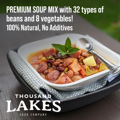 Vista 4 de Thousand Lakes Mezcla de sopa seca de 32 frijoles y 8 verduras - 1 libra Bajo en sodio Sin grasa Alta fibra Más de 20 porciones Vegano