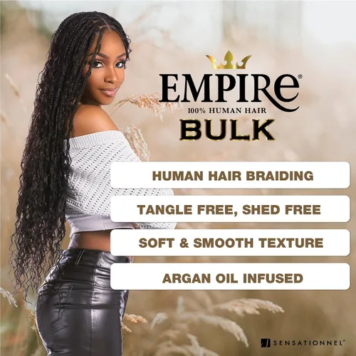 Vista 5 de Sensationnel Empire Bulk Braiding – Trenzado a Granel – Trenzas de cabello humano profundo para estilos de caja boho sin nudos o estilos de ondas