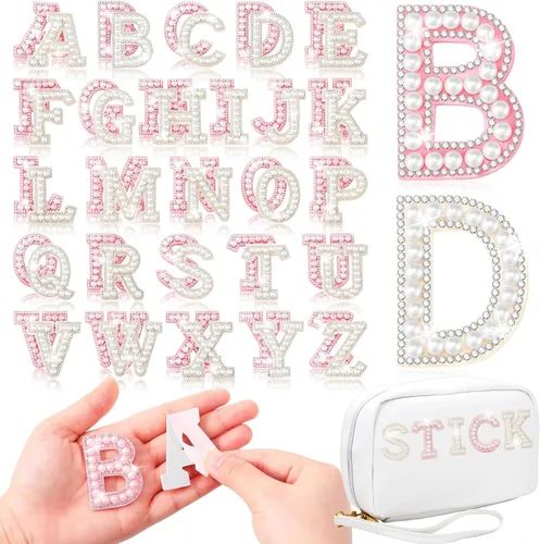 Vista 10 de 52 piezas de diamantes de imitación de letras de perlas A-Z suministros de regreso a casa, color negro